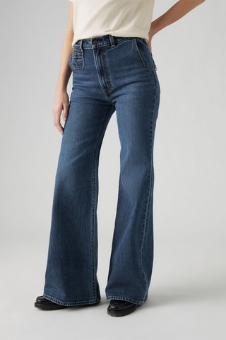 Jeans flare a vita alta - Navy