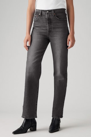 Jeans straight a vita alta - Nero