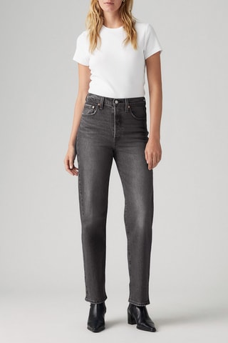 Jeans straight a vita alta - Nero