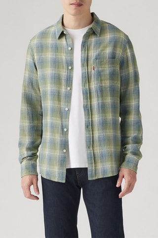 Chemise en lin - Vert et bleu cobalt