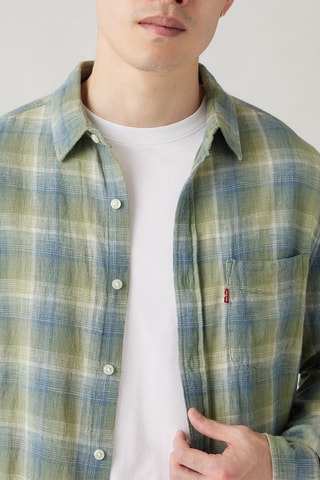 Chemise en lin - Vert et bleu cobalt