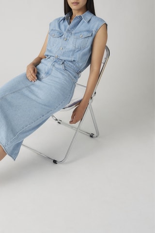 Abito a camicia senza maniche - Celeste