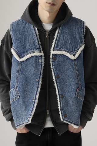 Cardigan senza maniche Sherpa - Blu