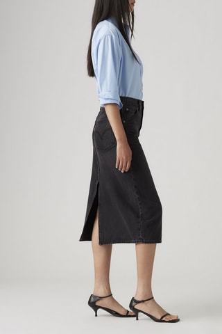 Gonna midi taglio dritto Slit - Nero