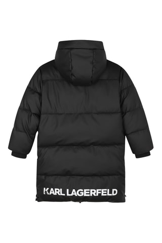 Lange gewatteerde jas met capuchon - Zwart - Karl Lagerfeld