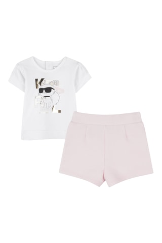 T-shirt en Short - Wit en Zachtroze - Karl Lagerfeld