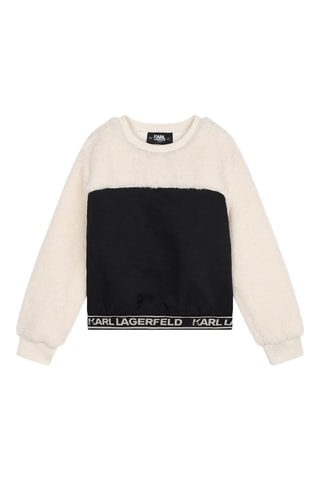 Sweater van 2 materialen - Ecru en Zwart - Karl Lagerfeld