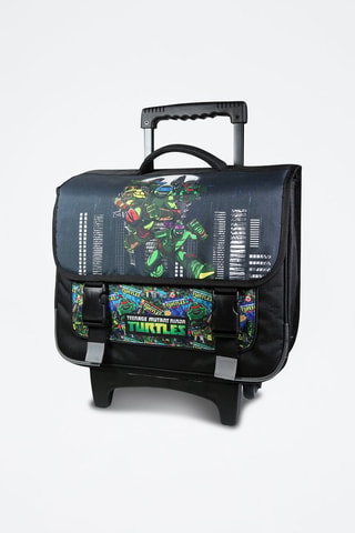 Cartable à roulettes Tortues Ninja - Noir et vert