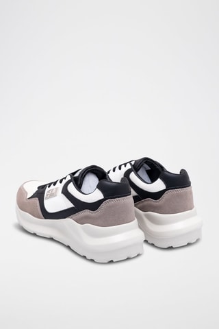 Baskets en nubuck - Blanc, noir et beige