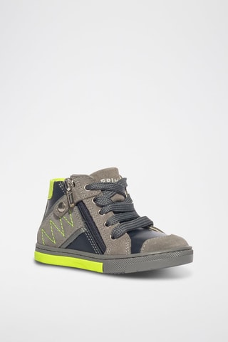 Baskets montantes en cuir Baby Glitter - Noir et beige