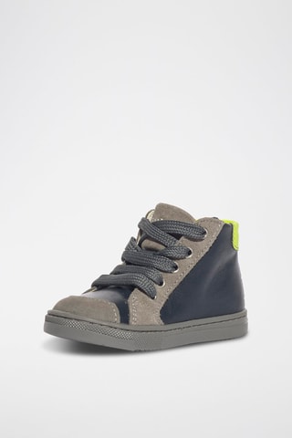 Baskets montantes en cuir Baby Glitter - Noir et beige
