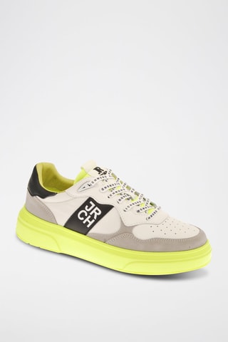Sneakers en cuir - Orange, gris et noir