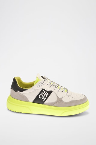 Sneakers en cuir - Orange, gris et noir
