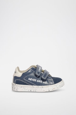 Baskets en cuir Baby Stars - Bleu marine et blanc