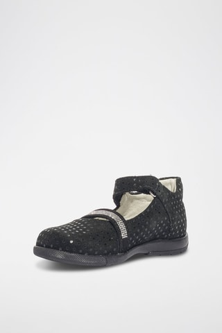 Ballerines en nubuck Baby - Noir et argenté