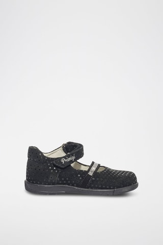 Ballerines en nubuck Baby - Noir et argenté