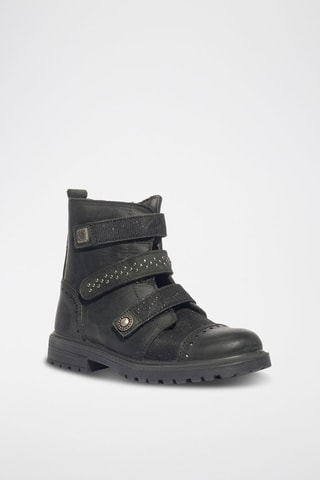 Bottines en cuir Chris - Noir et argenté