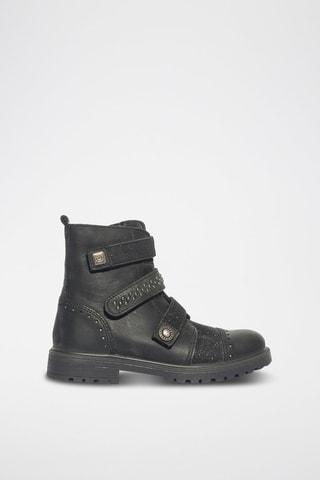 Bottines en cuir Chris - Noir et argenté