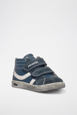 Bottines en cuir Baby Like - Blanc et bleu