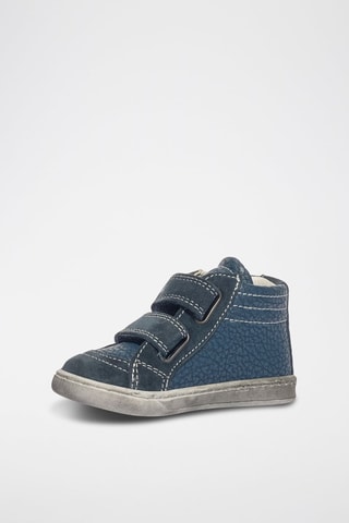 Bottines en cuir Baby Like - Blanc et bleu