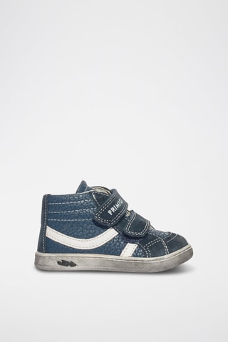 Bottines en cuir Baby Like - Blanc et bleu