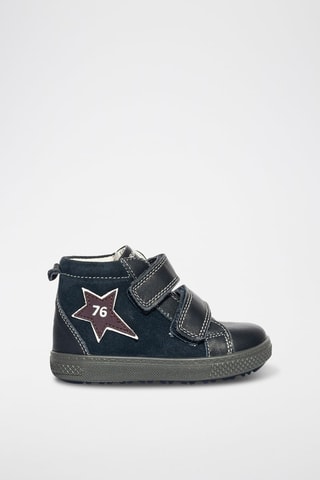 Baskets montantes en cuir Barth 19 - Noir et bleu foncé