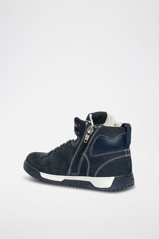 Baskets montantes en nubuck Stylish - Bleu marine et blanc
