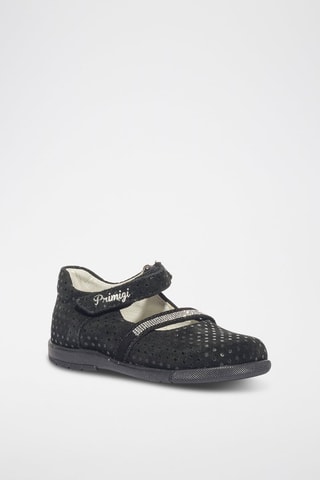 Ballerines en nubuck Baby - Noir et argenté