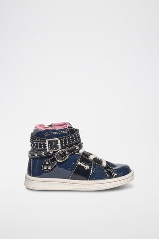 Baskets montantes vernies Baby Stars - Bleu marine