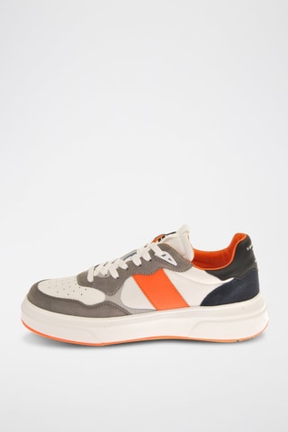 Sneakers en nubuck - Noir, orange et gris