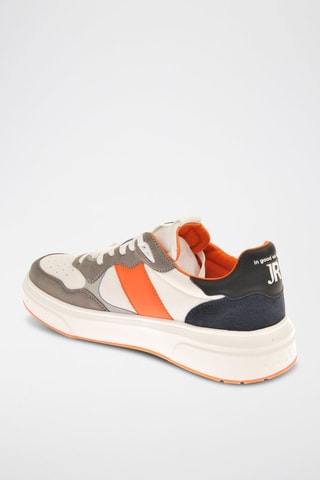 Sneakers en nubuck - Noir, orange et gris