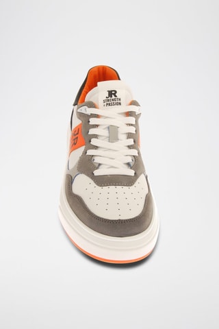 Sneakers en nubuck - Noir, orange et gris