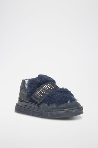 Baskets en cuir Baby Glitter - Bleu marine