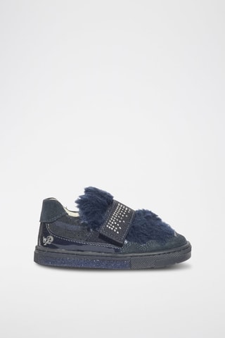 Baskets en cuir Baby Glitter - Bleu marine