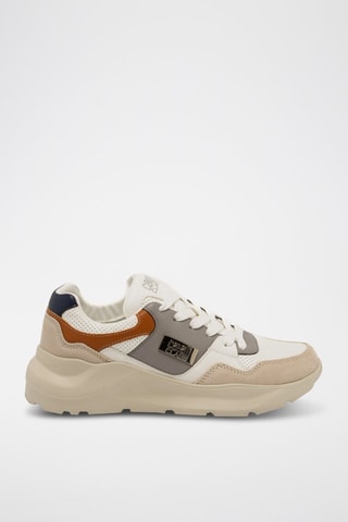 Baskets plateformes en nubuck - Beige et bleu