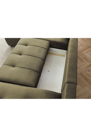 Canapé d'angle droit panoramique convertible Arsene - Vert - Couchage 135 x 325 cm