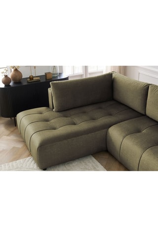 Canapé d'angle droit panoramique convertible Arsene - Vert - Couchage 135 x 325 cm