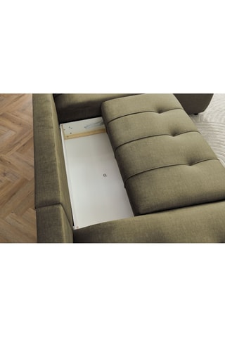 Canapé d'angle gauche panoramique convertible Arsene - Vert - Couchage 135 x 325 cm