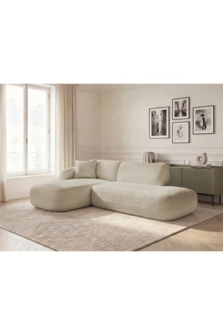 Canapé d'angle gauche Anda - Beige - 3 places - En tissu chenille