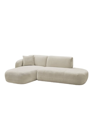 Canapé d'angle gauche Anda - Beige - 3 places - En tissu chenille