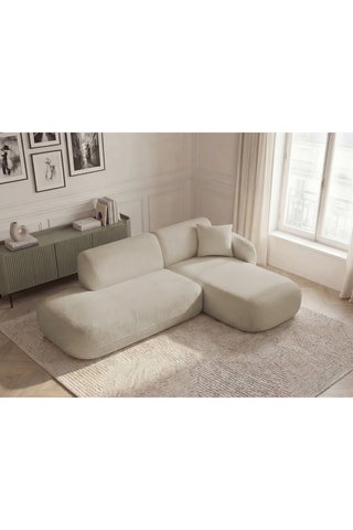 Canapé d'angle droit Anda - Beige - 3 places - En tissu chenille