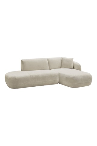 Canapé d'angle droit Anda - Beige - 3 places - En tissu chenille