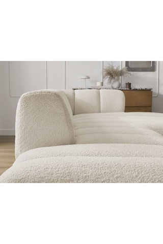 Canapé d'angle droit et pouf Annecy - Beige - 4 places - Tissu bouclette