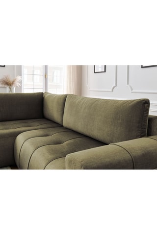 Canapé d'angle gauche convertible Arsene - Vert - Couchage 135 x 204 cm