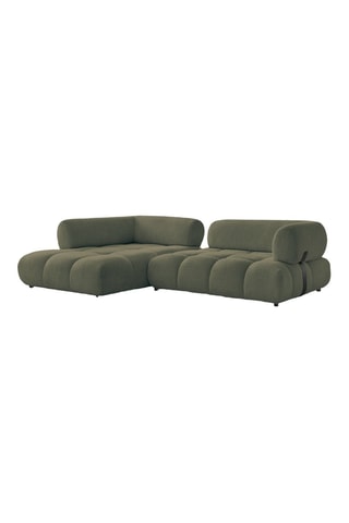 Canapé d’angle fixe gauche Alya - Vert - 4 places - En tissu bouclette