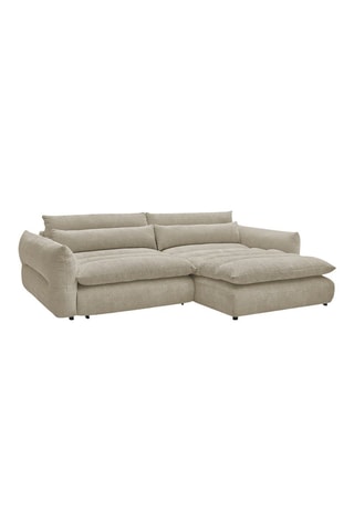 Canapé d'angle droit Neil - Beige - 3 places - En tissu texturé