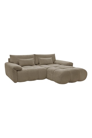 Canapé d'angle droit Ivane - Taupe - 3 places - En tissu texturé