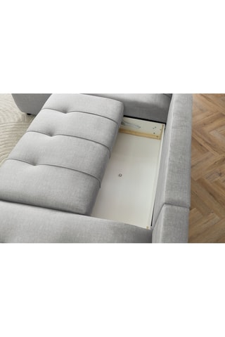Canapé d'angle droit panoramique convertible Arsene - Gris clair - Couchage 135 x 325 cm