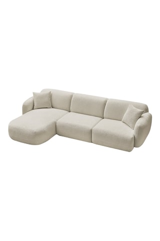 Canapé d'angle gauche Anda - Beige - 3 places - En tissu chenille