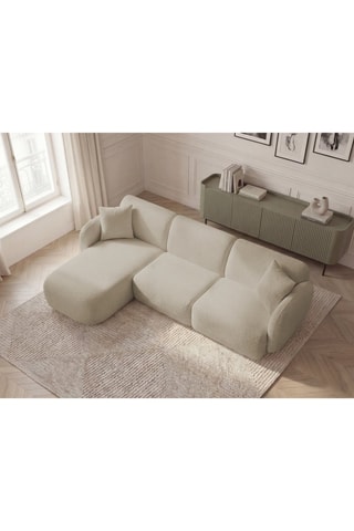Canapé d'angle gauche Anda - Beige - 3 places - En tissu chenille